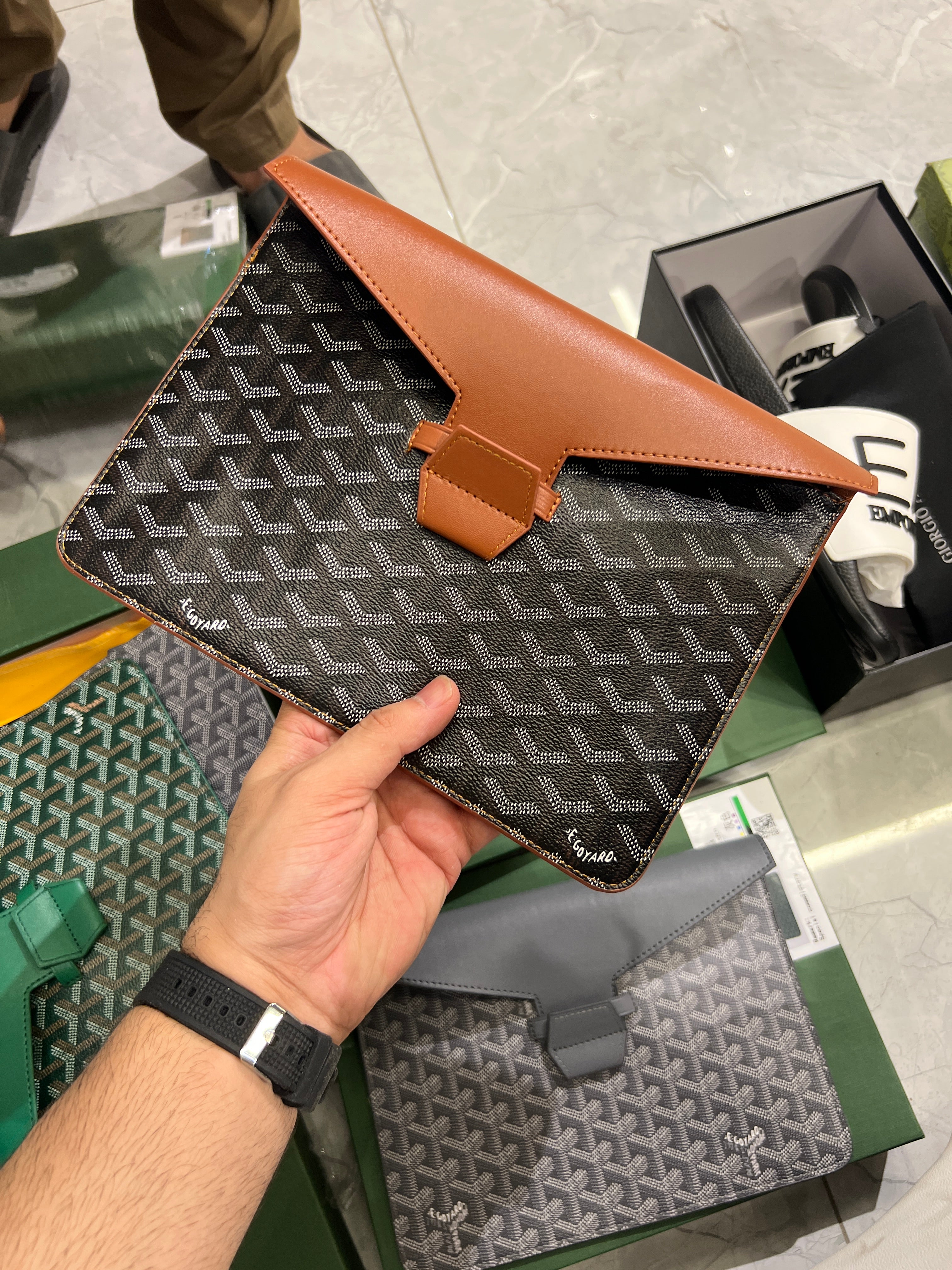 Trendy hand pouch premium Bag with box