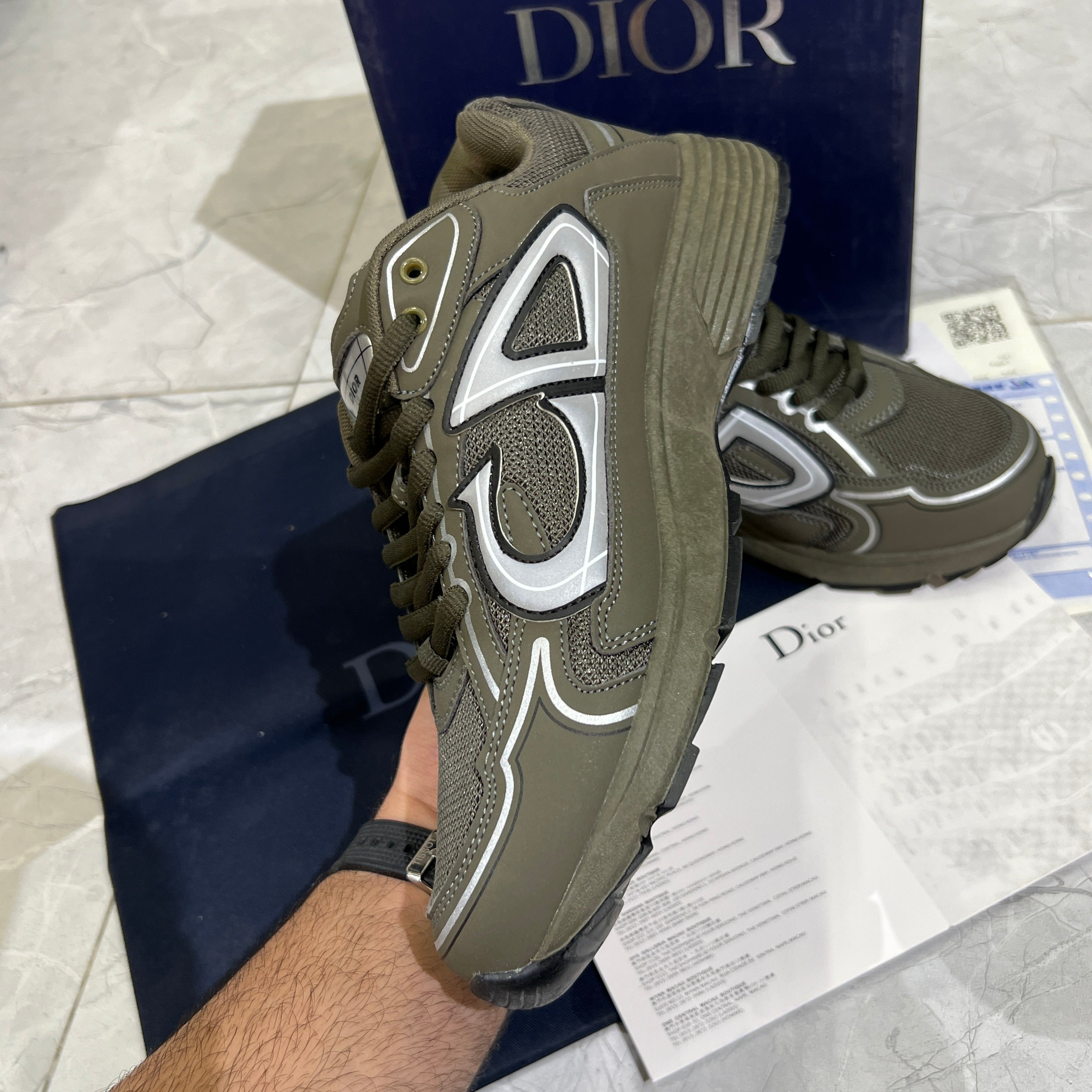 Dior 'B30 Olive Mesh and Technical Fabric Low Top SNEAKERS