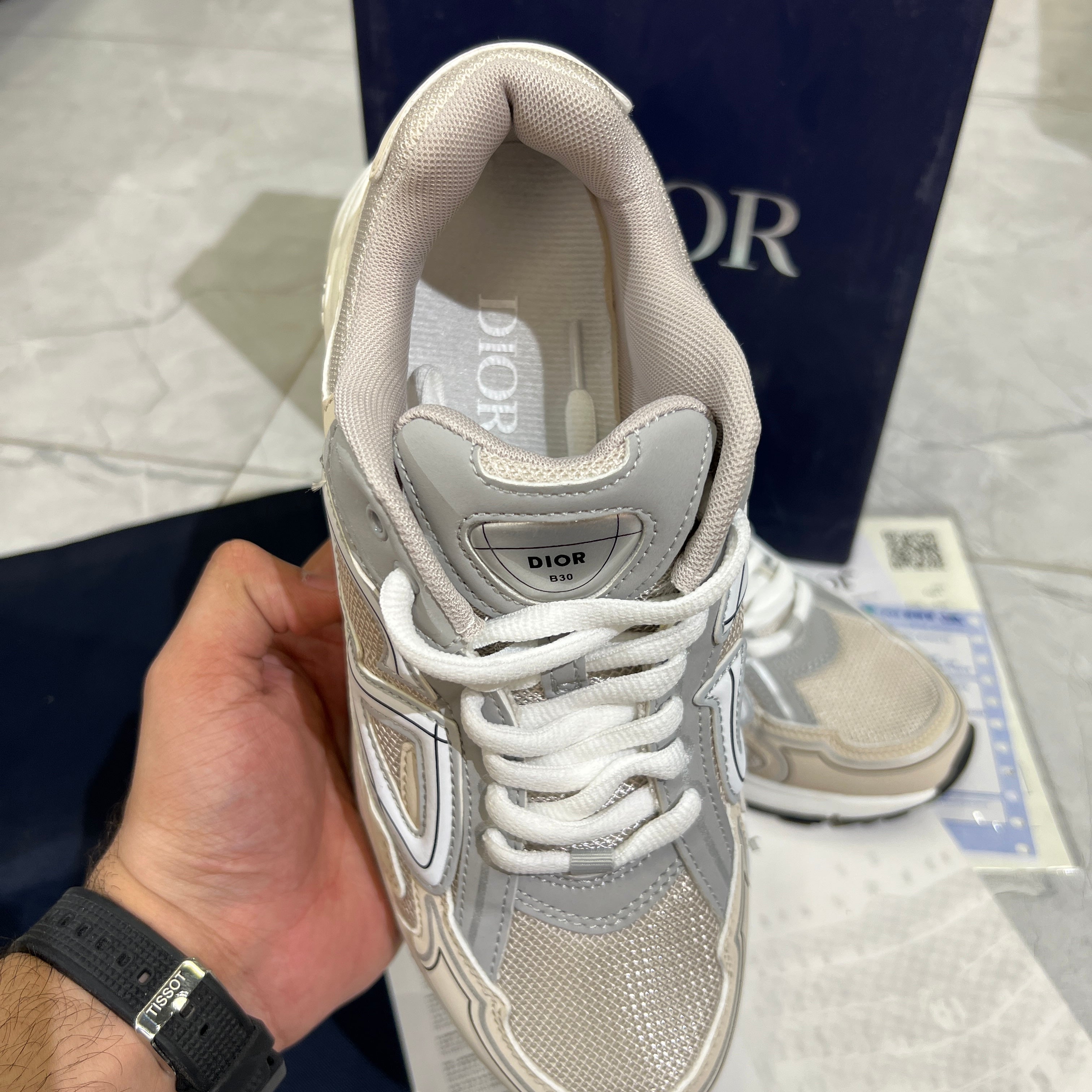 Dior 'B30 Cream Mesh and Technical Fabric Low Top SNEAKERS