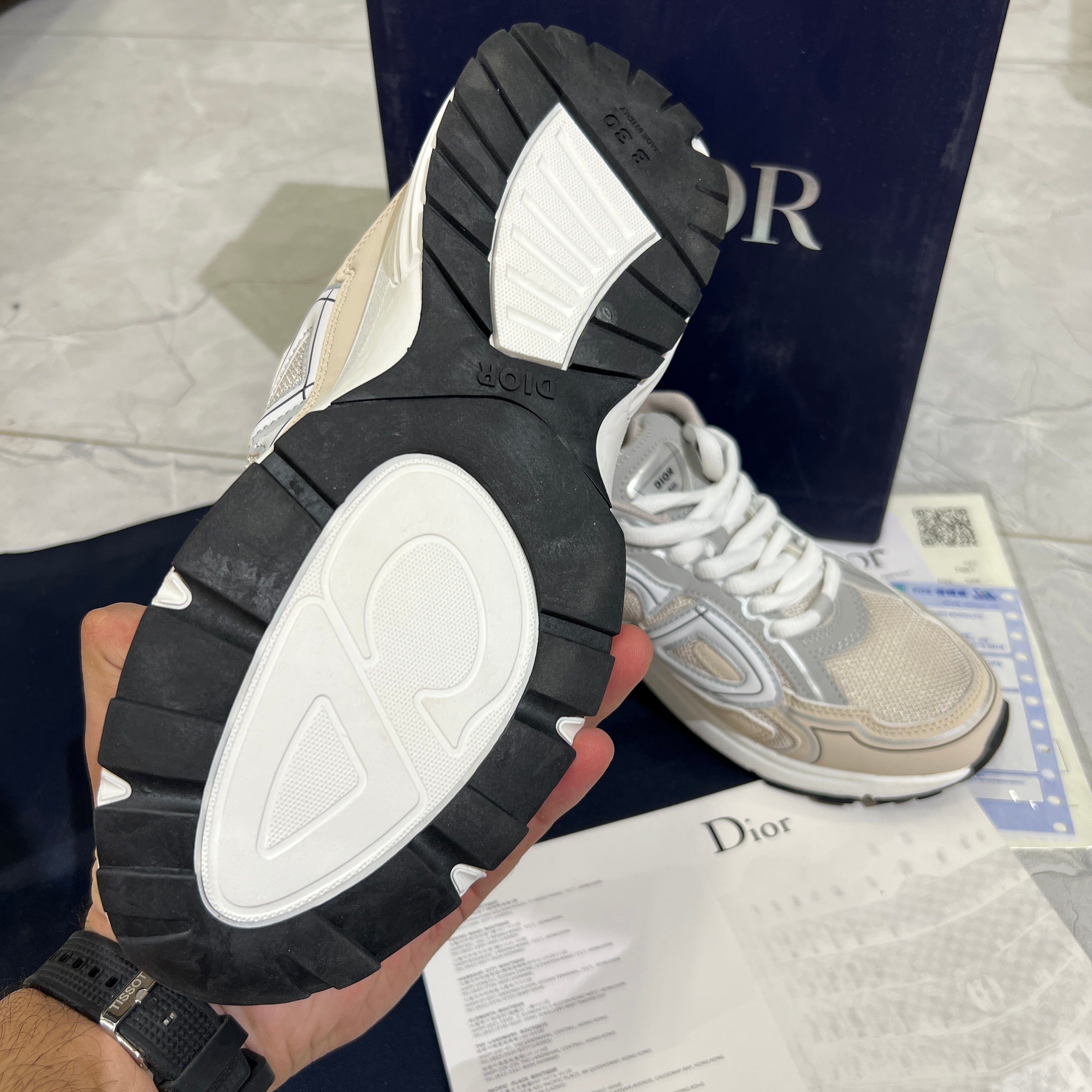 Dior 'B30 Cream Mesh and Technical Fabric Low Top SNEAKERS